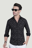 Stefan Black Cotton Printed Shirt