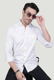 Wilhelm White Cotton Printed Shirt