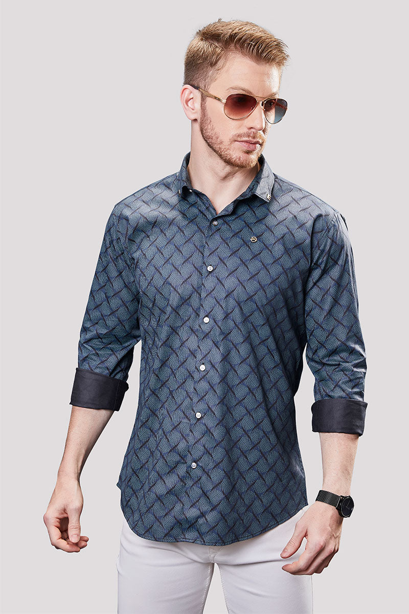 Chistian Navy Blue Checkered Print