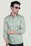 Nature Green Cotton Floral Printed Shirt