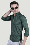 Henrik Green Cotton Striped Shirt