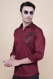 Dragon Maroon Cotton Solid Shirt