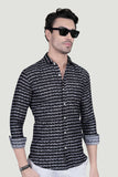 Stian Black Cotton Printed Shirt