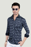 Gibson Navy Blue Cotton Printed Shirt