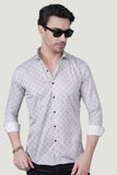 Cedric White Cotton Printed Shirt