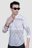 Tiberius White Cotton Printed Shirt