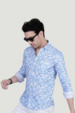 Ivan Light Blue Cotton Printed Shirt