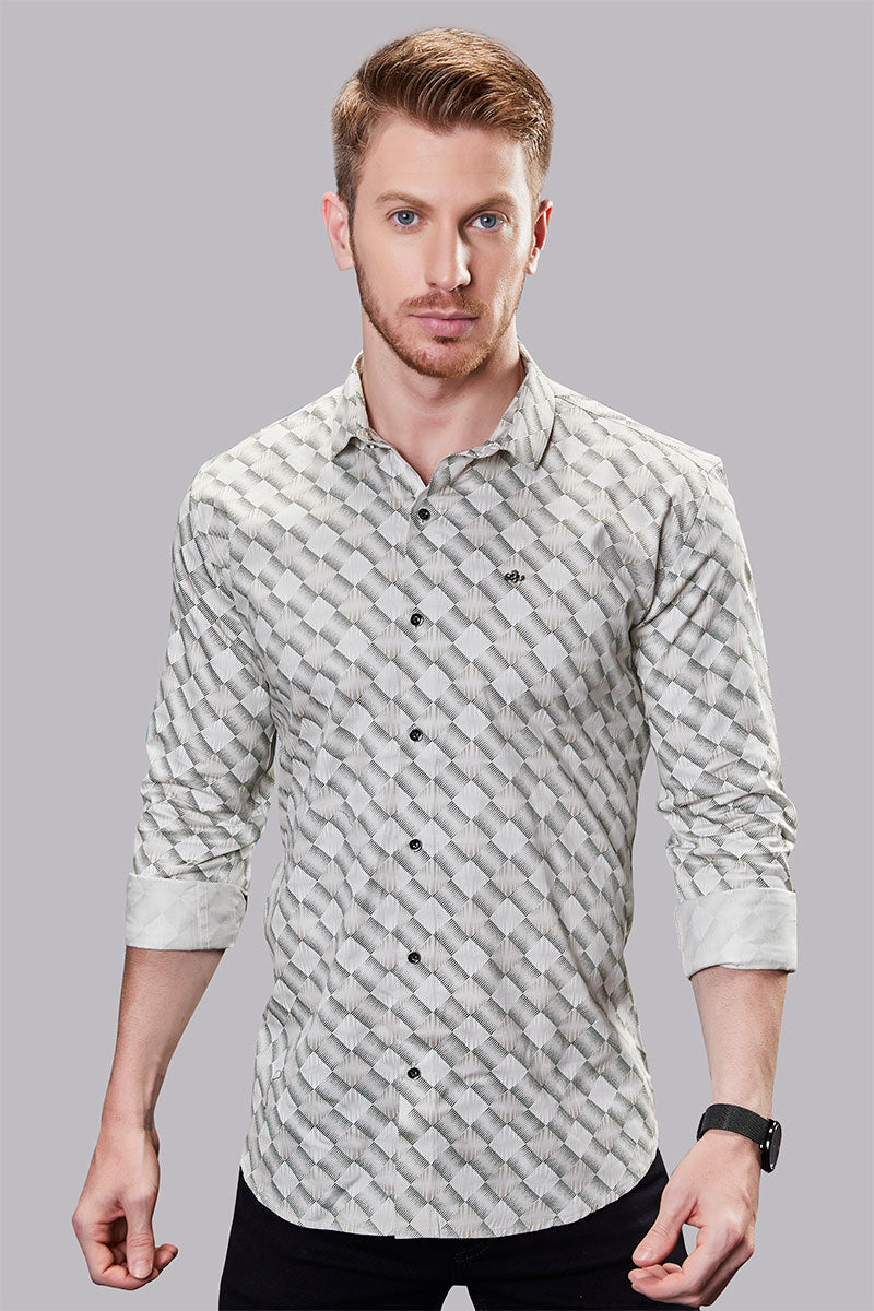 Ethan Grey Checkered Print