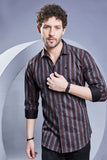 Albrecht Maroon-Grey Stripe Print