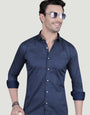 Danil Navy Blue Cotton Printed Shirt