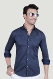 Danil Navy Blue Cotton Printed Shirt