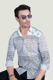 Jacques White Cotton Printed Shirt