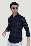 Fabio Navy Blue Cotton Printed Shirt