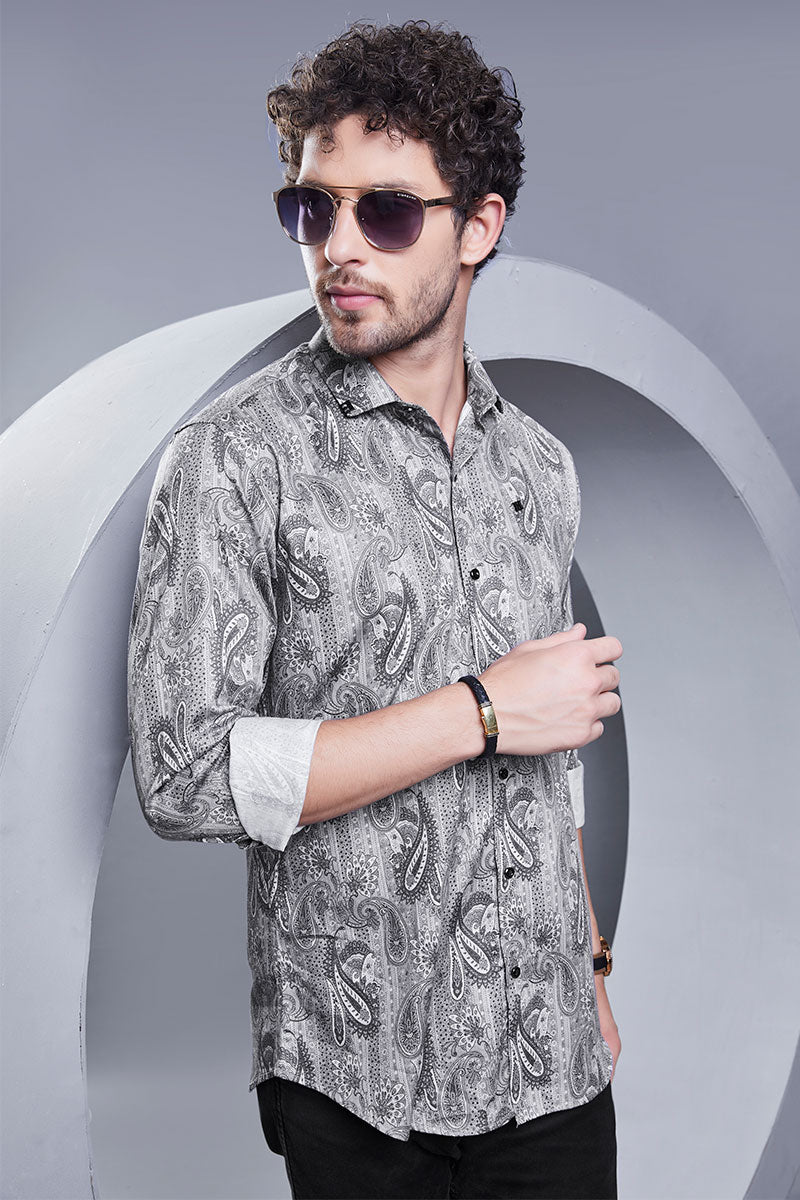 Felix Grey Paisley Print