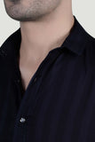 Bruno Navy Blue Cotton Striped Shirt