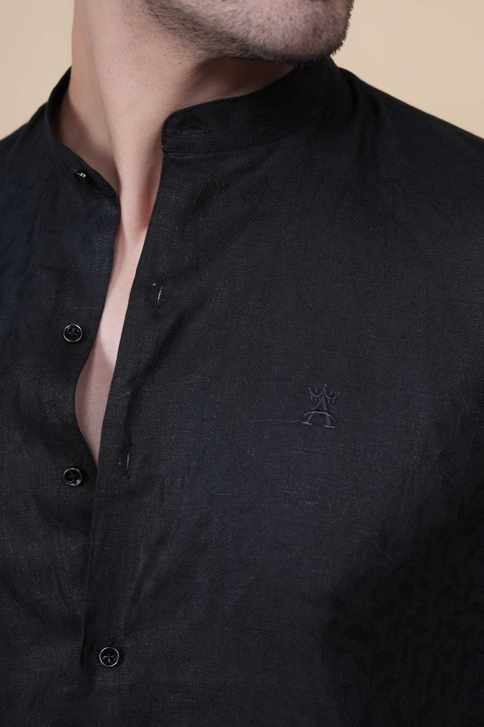 Carlos Black Linen Solid Shirt