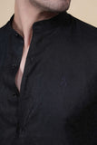 Carlos Black Linen Solid Shirt
