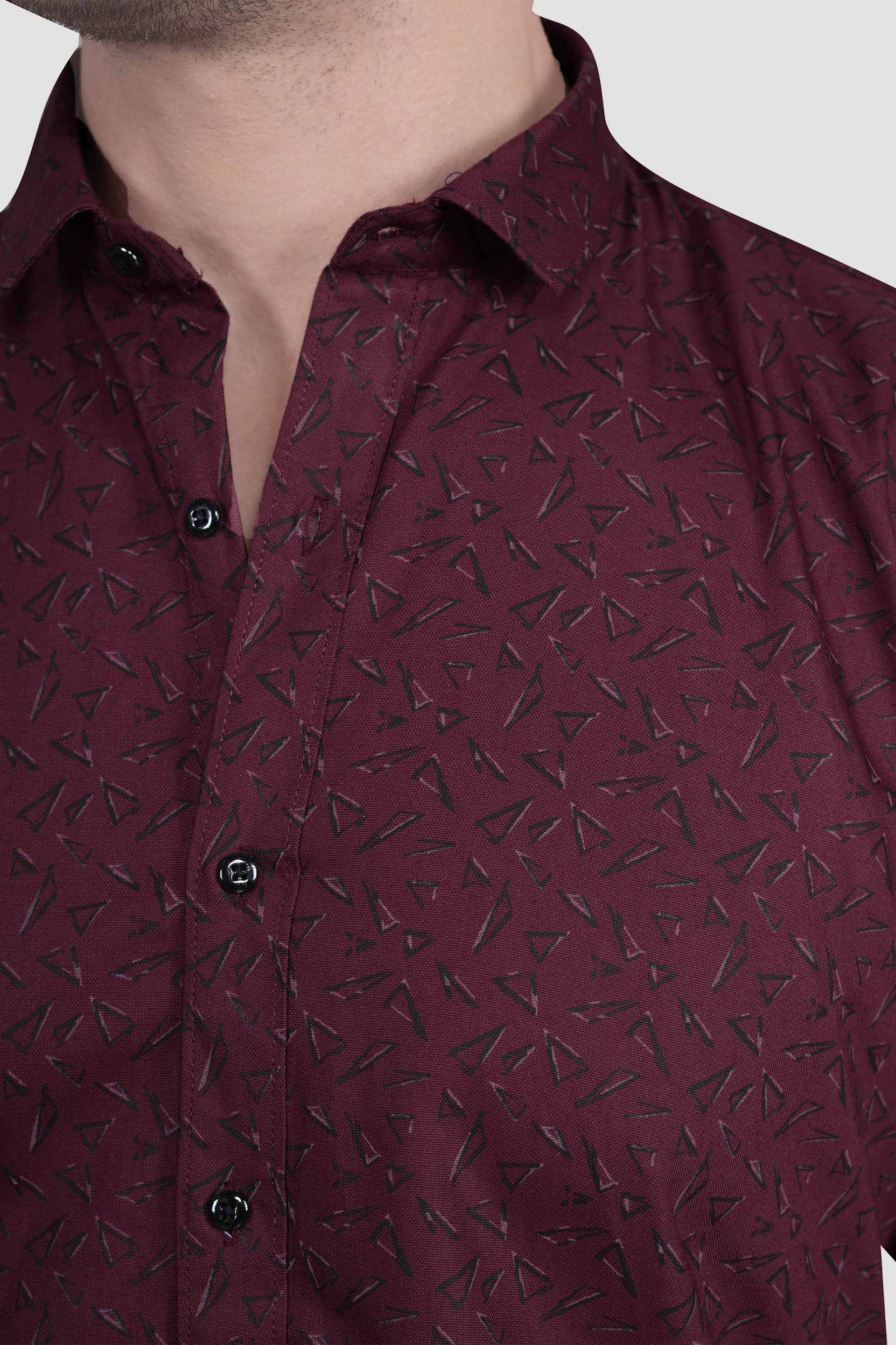 Felix Maroon Cotton Printed Shirt