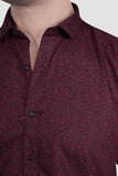 Felix Maroon Cotton Printed Shirt