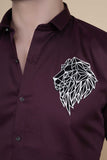 Lion Maroon Cottton Solid Shirt