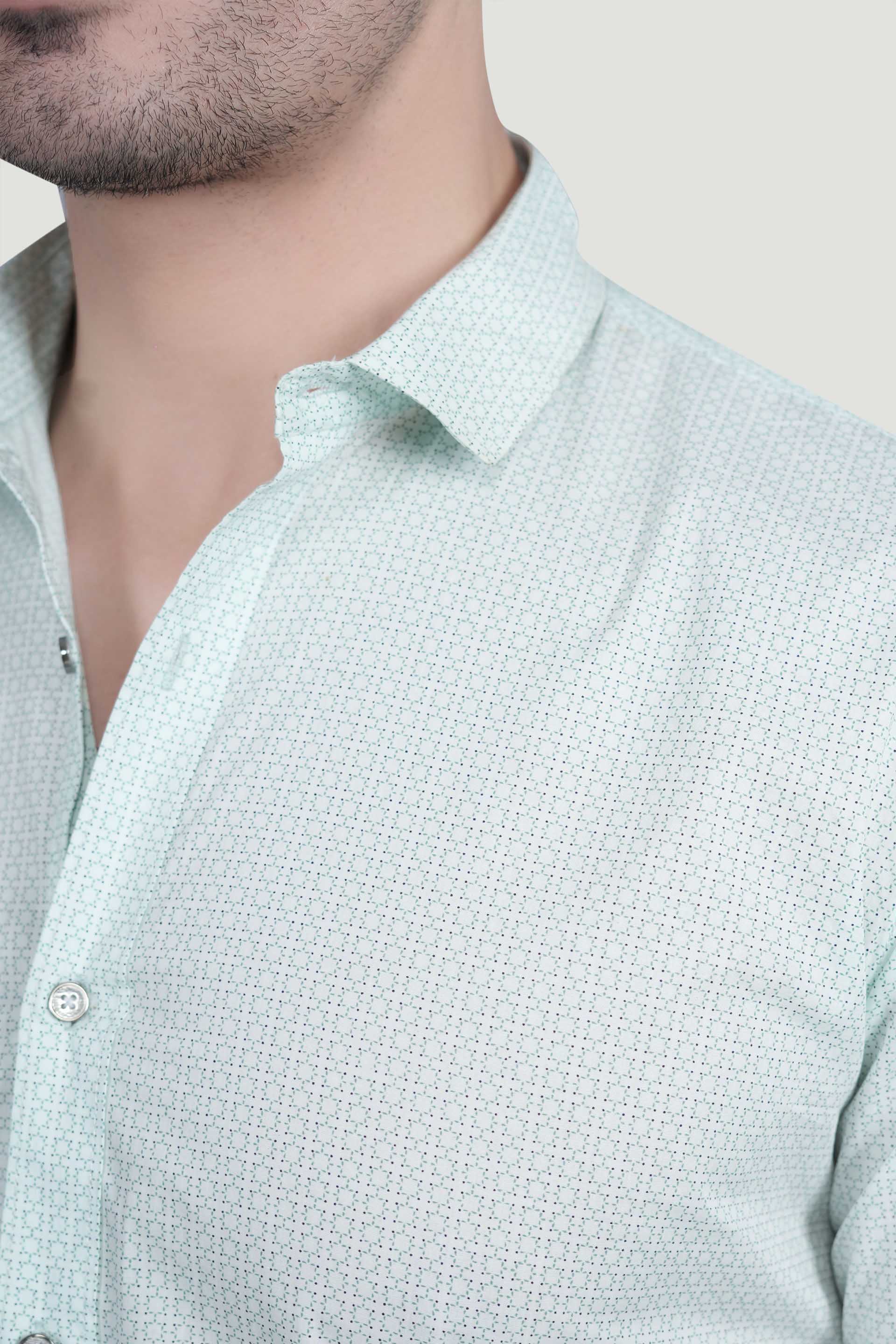 Rainer White Cotton Printed Shirt