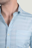 Alaric Light Blue Cotton Striped Shirt