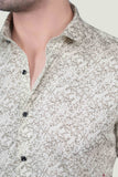 Simon Cream Cotton Printed Shirt