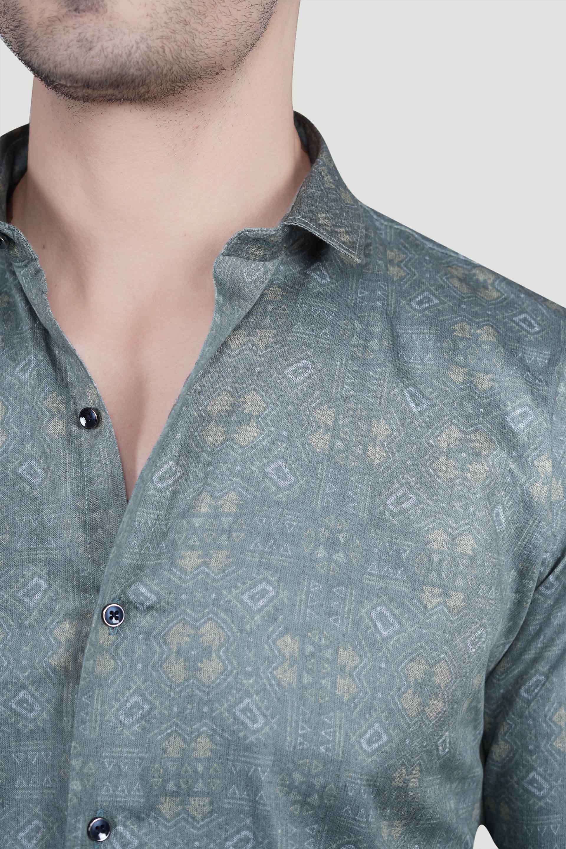 Casper Grey Cotton Printed Shirt