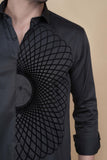 Matej Grey Cotton Solid Embroidery Shirt