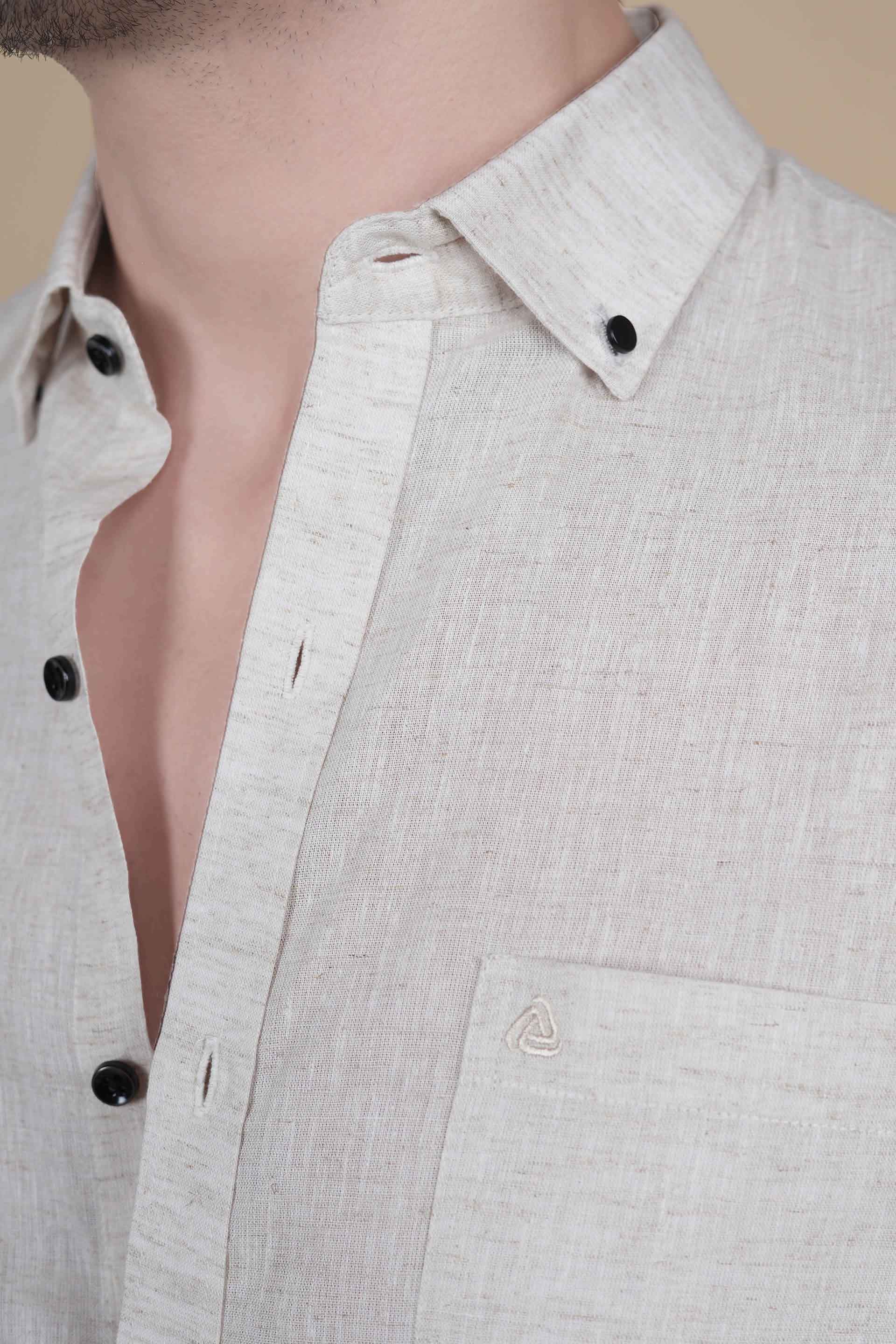 Naty Cream Linen Solid Shirt