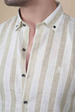 Aksel Cream Linen Striped Shirt
