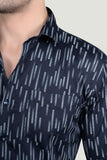 Gibson Navy Blue Cotton Printed Shirt