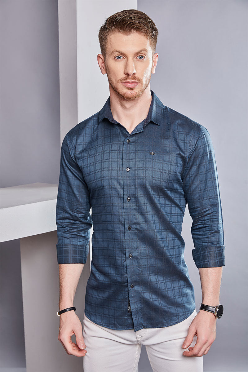 Alessio Blue Checkered Print