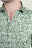 Nature Green Cotton Floral Printed Shirt