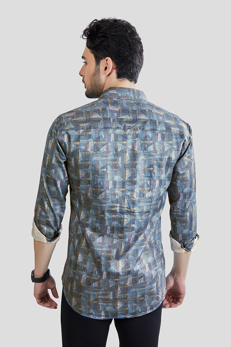 Lorenzo Blue Geometric Print