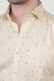Eirik Cream Cotton Printed Shirt