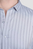 Noel Grey Cotton Striped Shirt