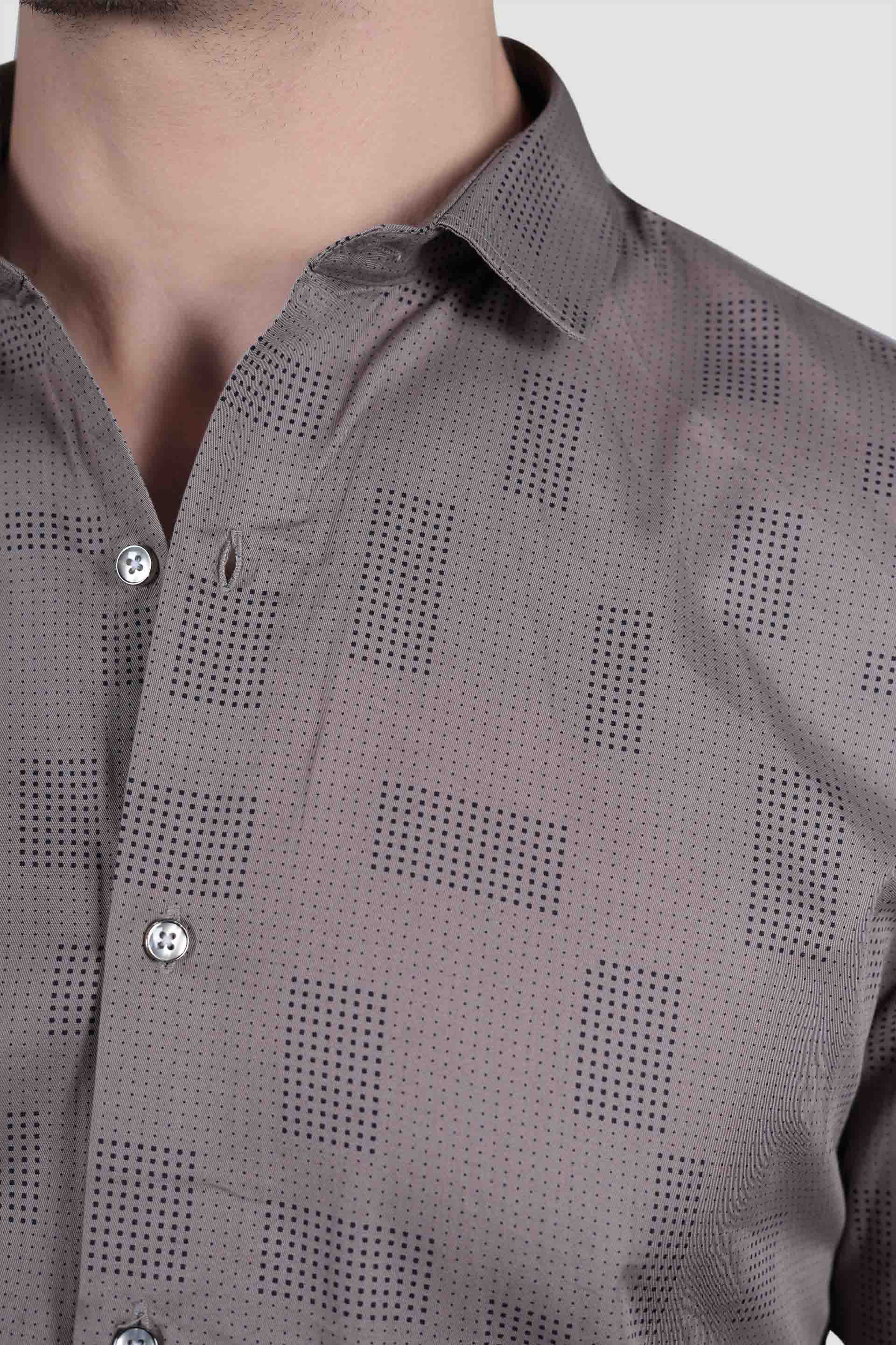 Rian Grey Cotton Printed Shirt