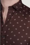 Stefan Brown Cotton Printed Shirt