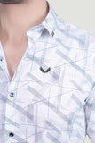 Dorian White Cotton Printed Shirt