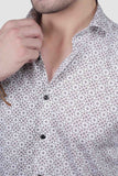 Cedric White Cotton Printed Shirt