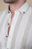 Jerzy Cream Linen Striped Shirt