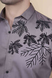 Dany Grey Cotton Solid Embroidery Shirt