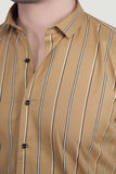 Pastel Orange Cotton Striped Shirt