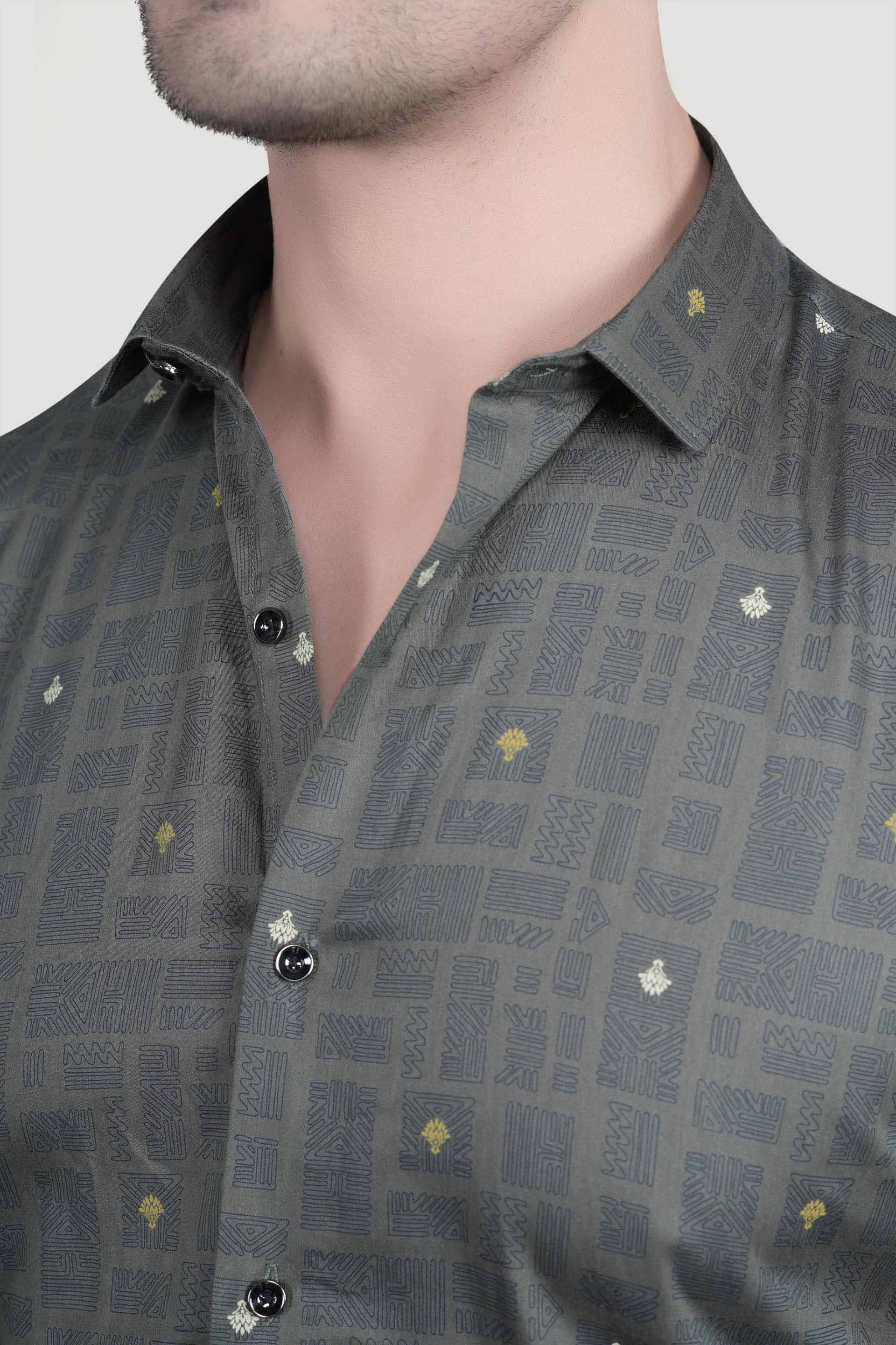 Leon Grey Cotton Printed Shirt