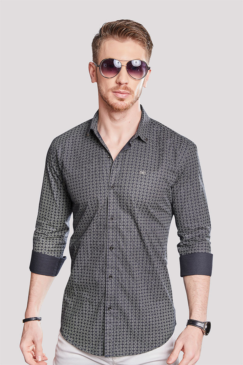 Claudio Navy Blue Checks Print