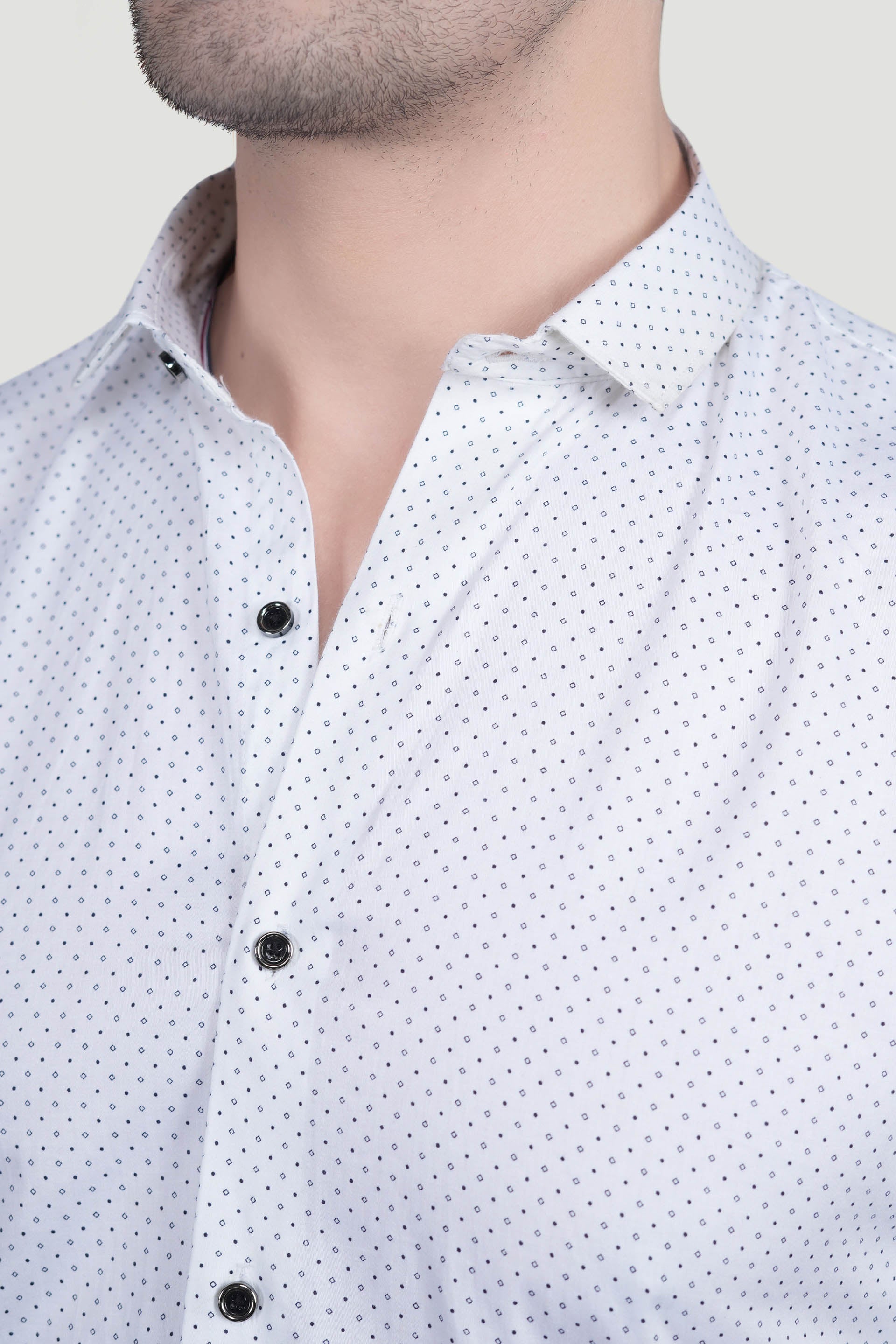 Aidan White Cotton Printed Shirt