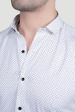 Aidan White Cotton Printed Shirt