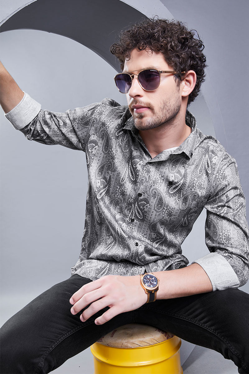 Felix Grey Paisley Print