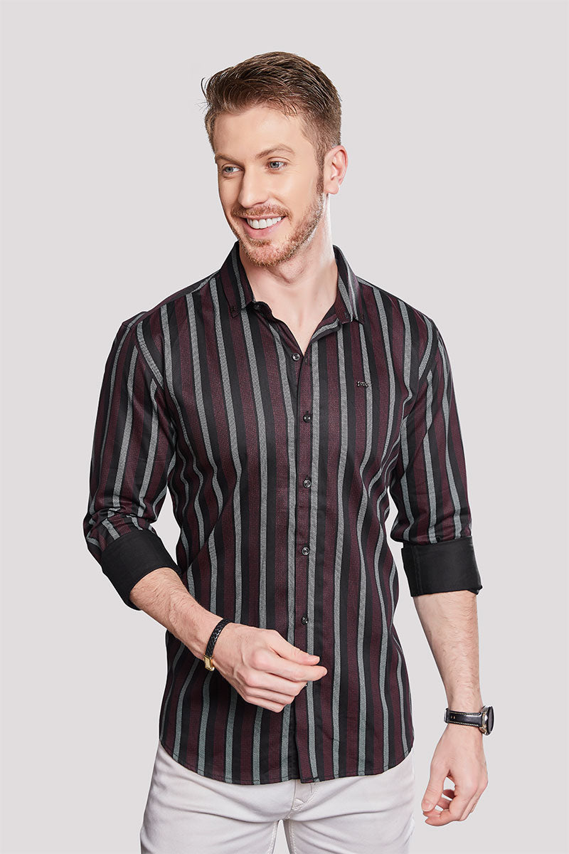 Gavriil Maroon Stripe Print